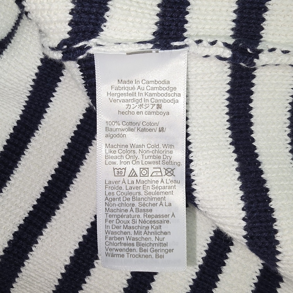 J Crew Emile Cardigan Lady Knit Jacket Size M White Navy Stripe Preppy Womens - Picture 6 of 8
